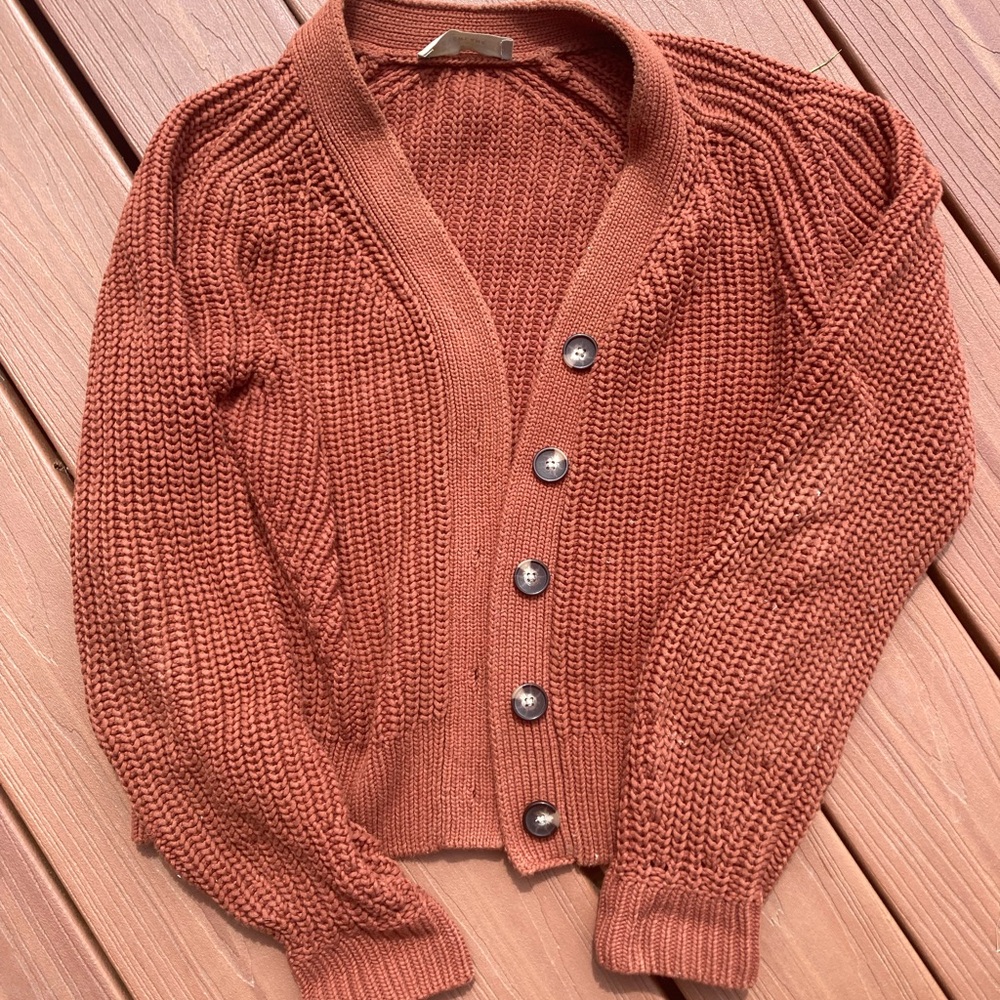 Everlane Rust Button-Up cardigan
